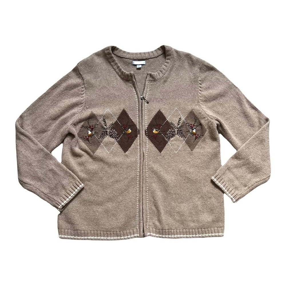 Vintage embroidered zip cardi